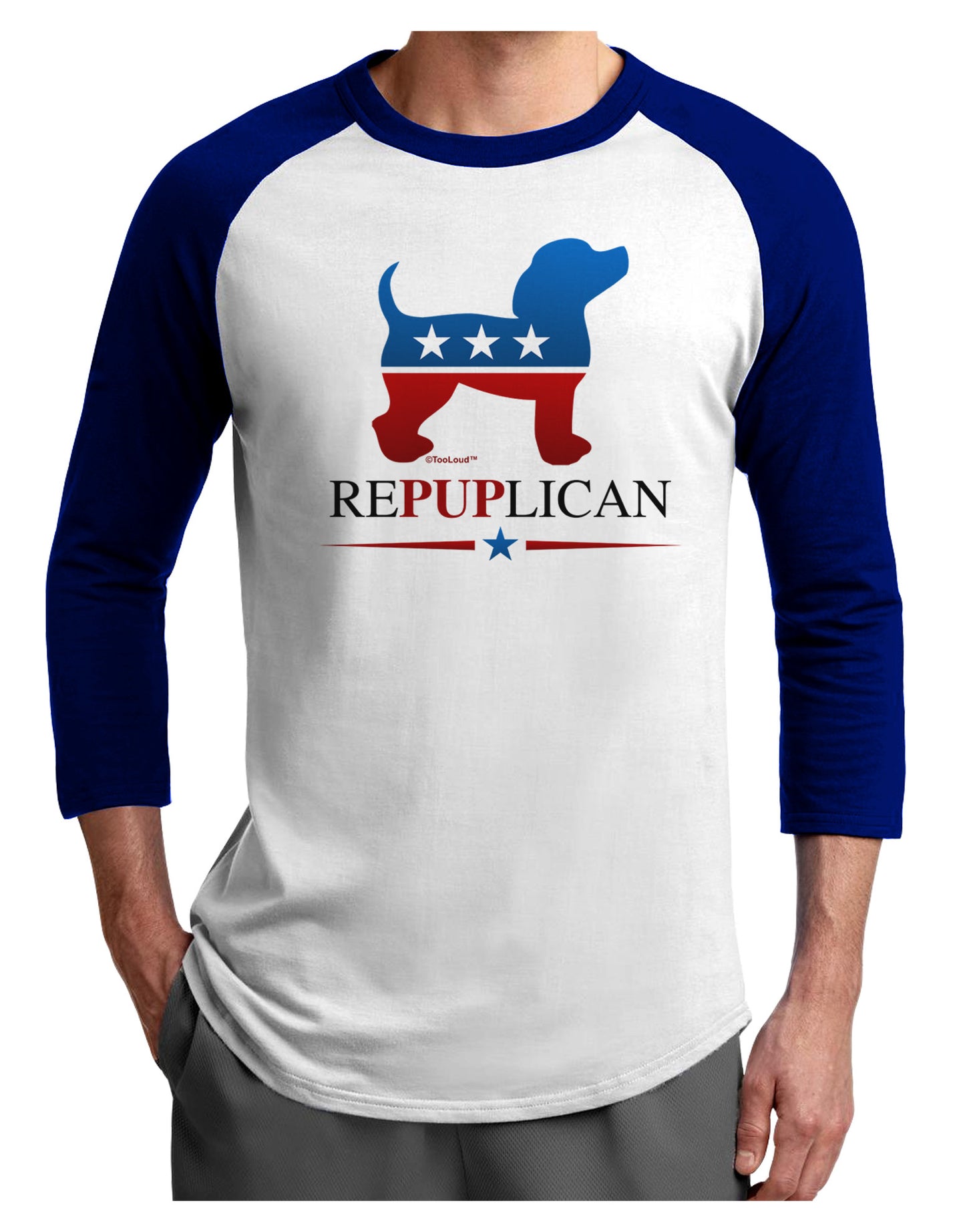 RePUPlican Adult Raglan Shirt-Raglan Shirt-TooLoud-White-Royal-X-Small-Davson Sales
