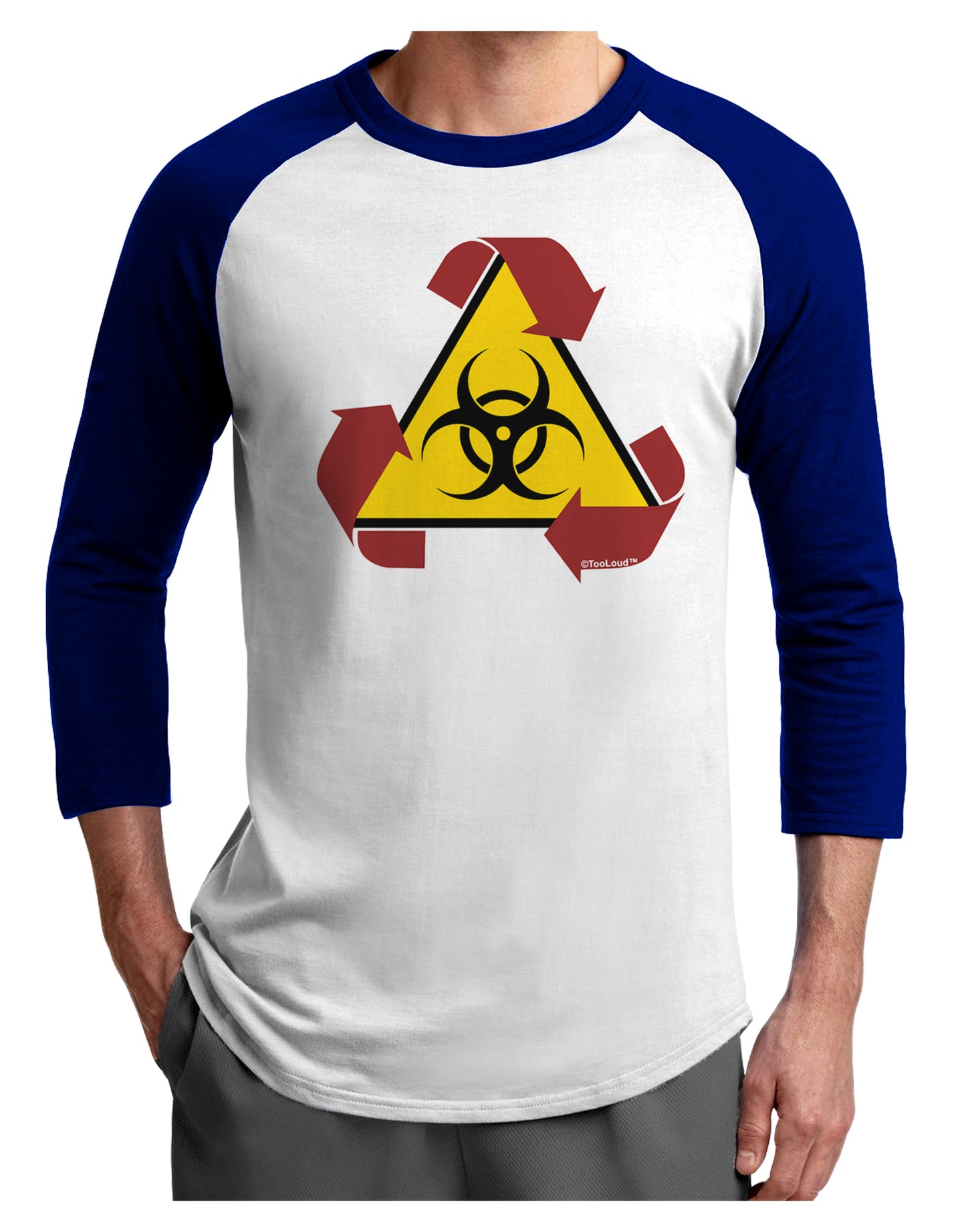 Recycle Biohazard Sign Adult Raglan Shirt by TooLoud-TooLoud-White-Royal-X-Small-Davson Sales