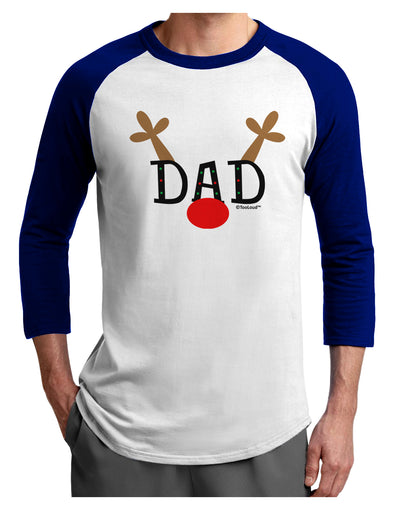 Matching Family Christmas Design - Reindeer - Dad Adult Raglan Shirt by TooLoud-TooLoud-White-Royal-X-Small-Davson Sales