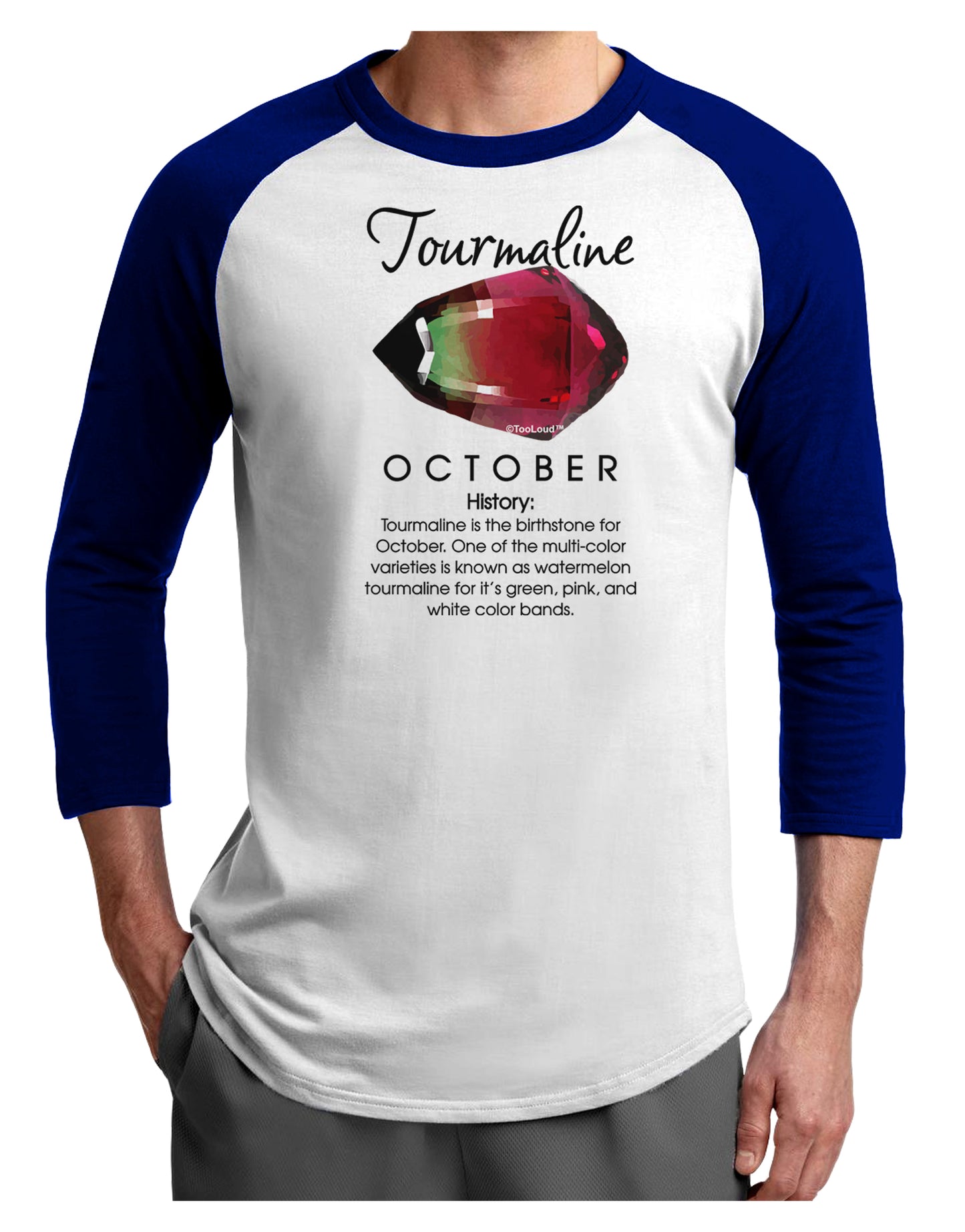 Birthstone Tourmaline Adult Raglan Shirt by TooLoud-TooLoud-White-Royal-X-Small-Davson Sales
