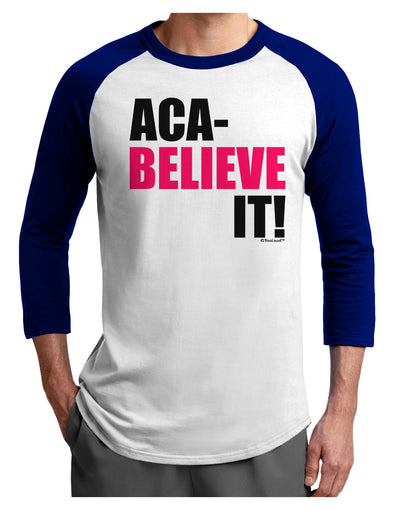 Aca Believe It Adult Raglan Shirt-TooLoud-White-Royal-X-Small-Davson Sales
