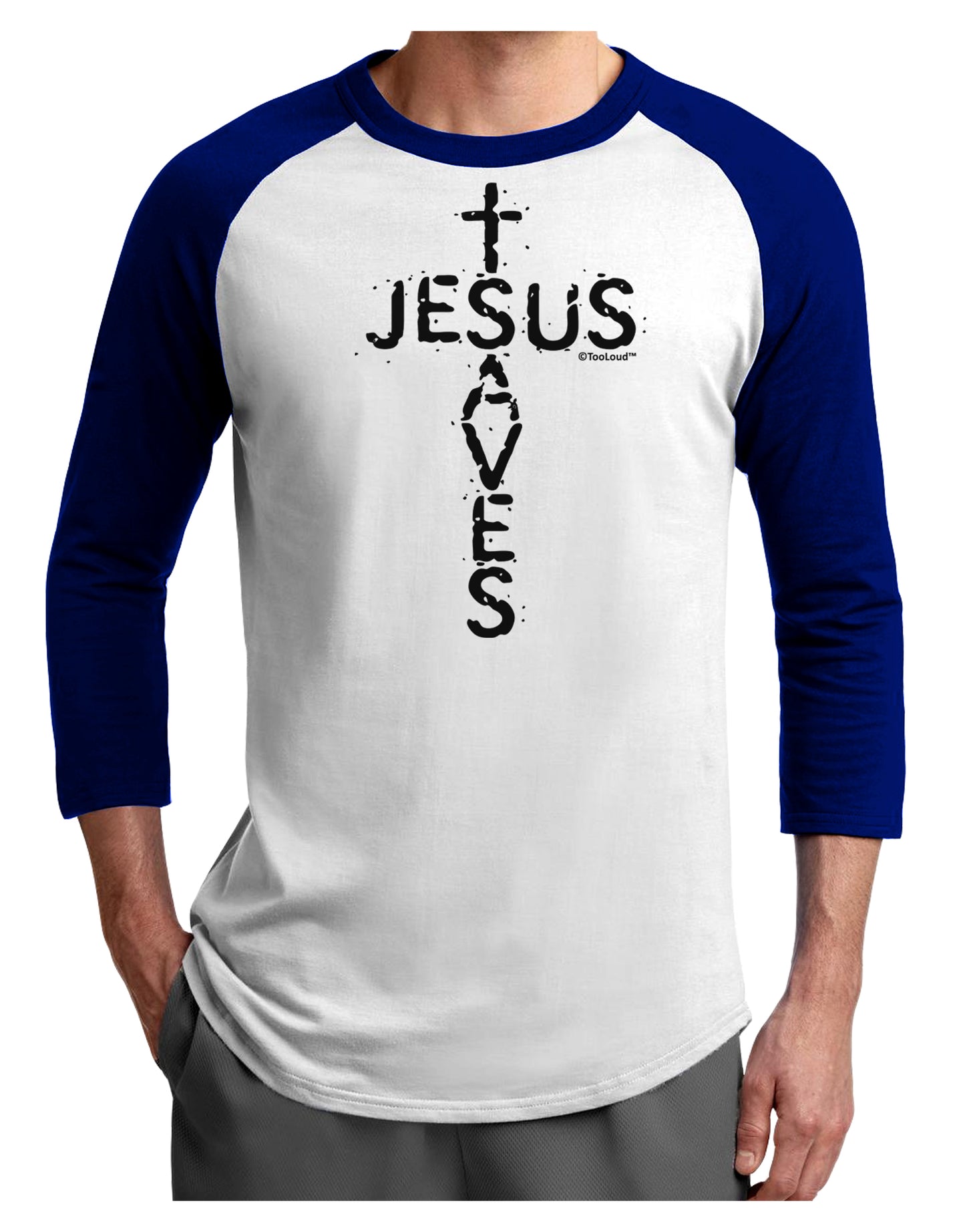 Jesus Saves - Cross Shape Design Adult Raglan Shirt by TooLoud-TooLoud-White-Royal-X-Small-Davson Sales