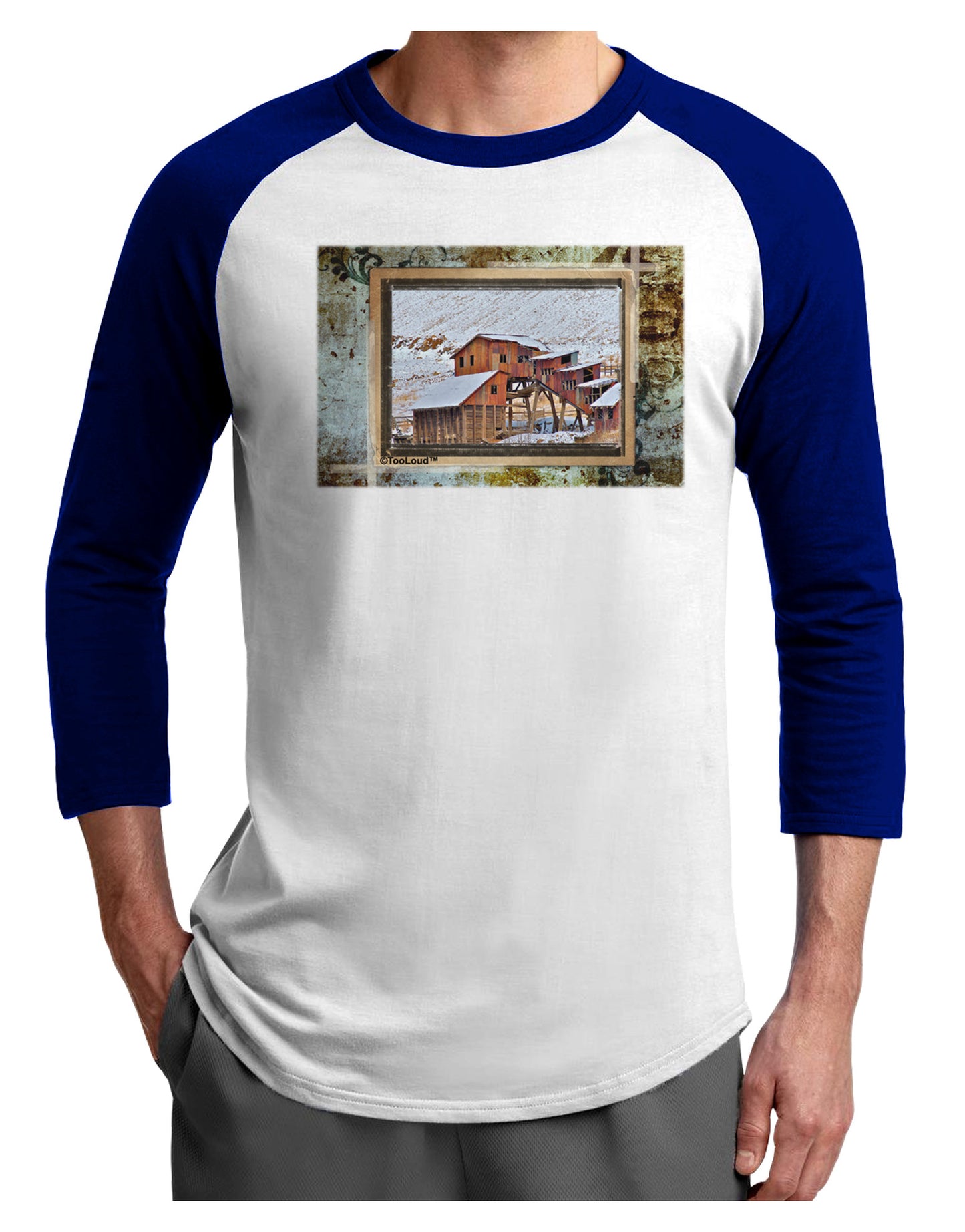 Mine Scene Colorado Adult Raglan Shirt-TooLoud-White-Royal-X-Small-Davson Sales