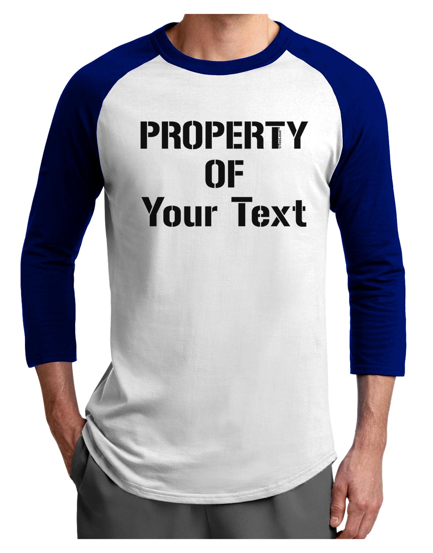 Personalized Property Of Adult Raglan Shirt-TooLoud-White-Royal-X-Small-Davson Sales