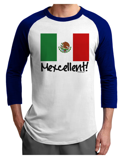 Mexcellent - Mexican Flag Adult Raglan Shirt-TooLoud-White-Royal-X-Small-Davson Sales