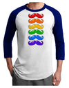 Colorful Rainbow Mustaches Adult Raglan Shirt-Raglan Shirt-TooLoud-White-Royal-X-Small-Davson Sales