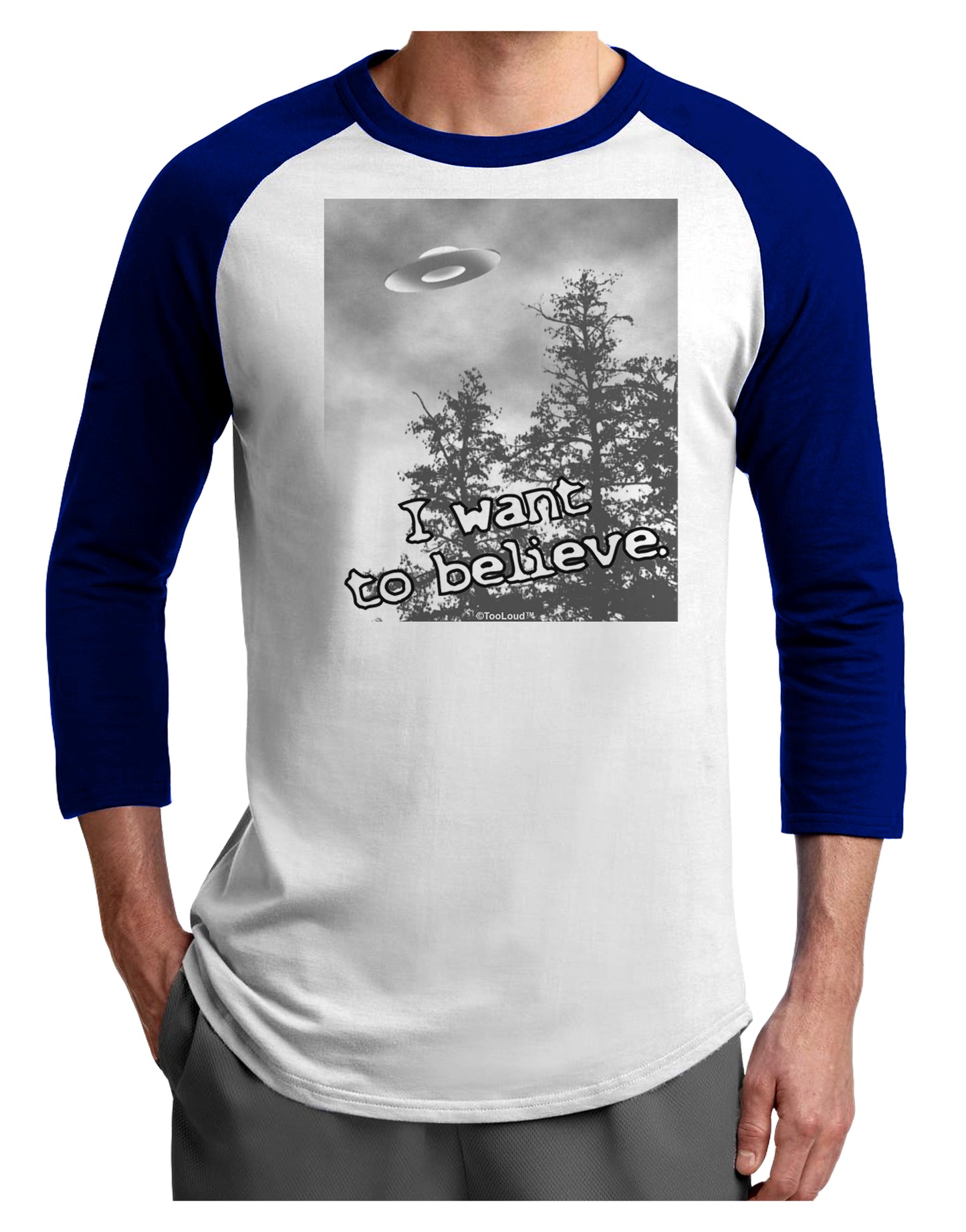 I Want to Believe - UFO Adult Raglan Shirt by TooLoud-TooLoud-White-Royal-X-Small-Davson Sales