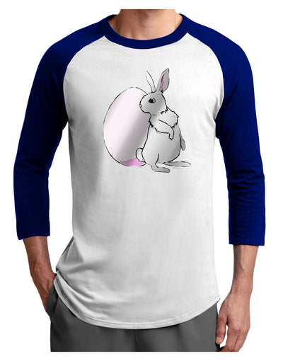 Easter Bunny and Egg Metallic - Silver Adult Raglan Shirt by TooLoud-TooLoud-White-Royal-X-Small-Davson Sales