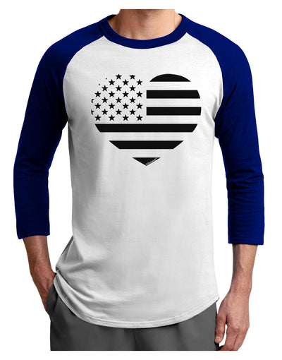 American Flag Heart Design - Stamp Style Adult Raglan Shirt by TooLoud-TooLoud-White-Royal-X-Small-Davson Sales