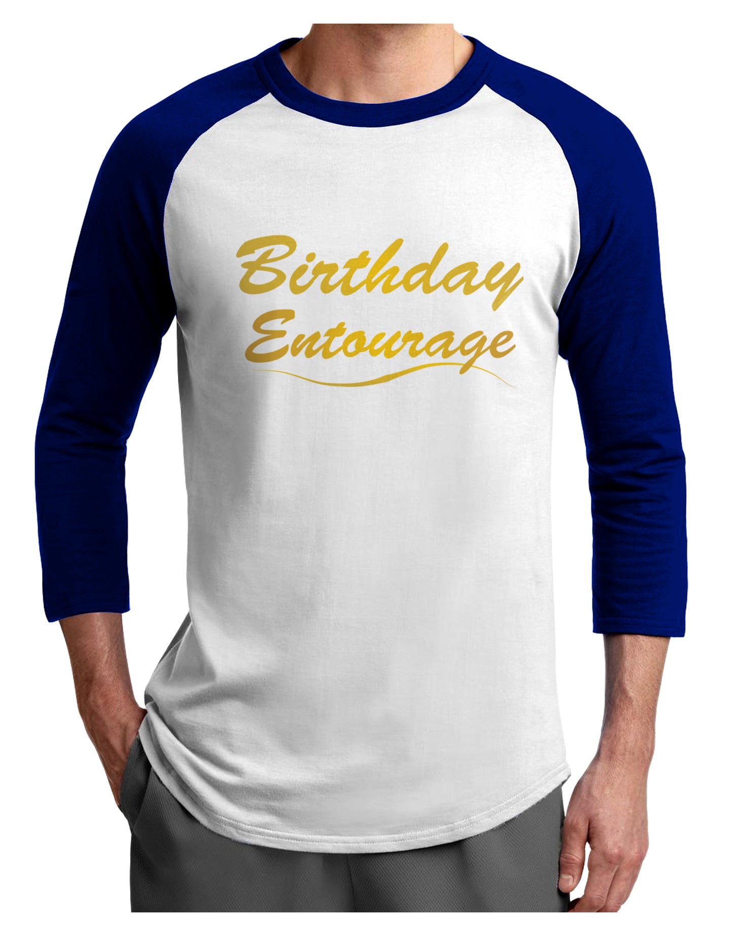 Birthday Entourage Text Adult Raglan Shirt by TooLoud-TooLoud-White-Royal-X-Small-Davson Sales