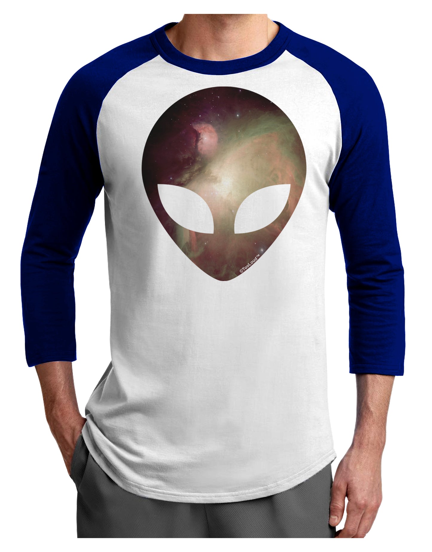 Extraterrestrial Face - Space #2 Adult Raglan Shirt by TooLoud-TooLoud-White-Royal-X-Small-Davson Sales