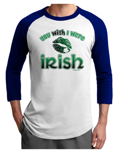 TooLoud You Wish I Were Irish Adult Raglan Shirt-Raglan Shirt-TooLoud-White-Royal-X-Small-Davson Sales