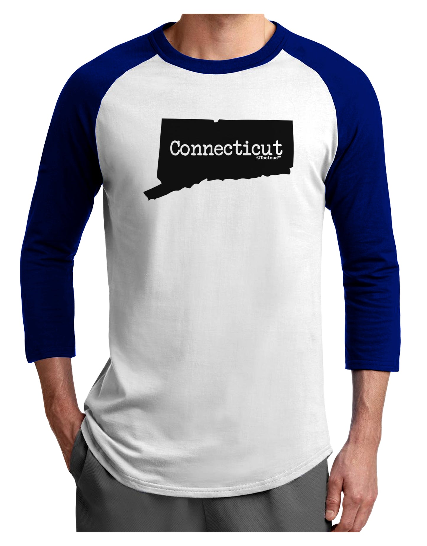 Connecticut - United States Shape Adult Raglan Shirt by TooLoud-TooLoud-White-Royal-X-Small-Davson Sales