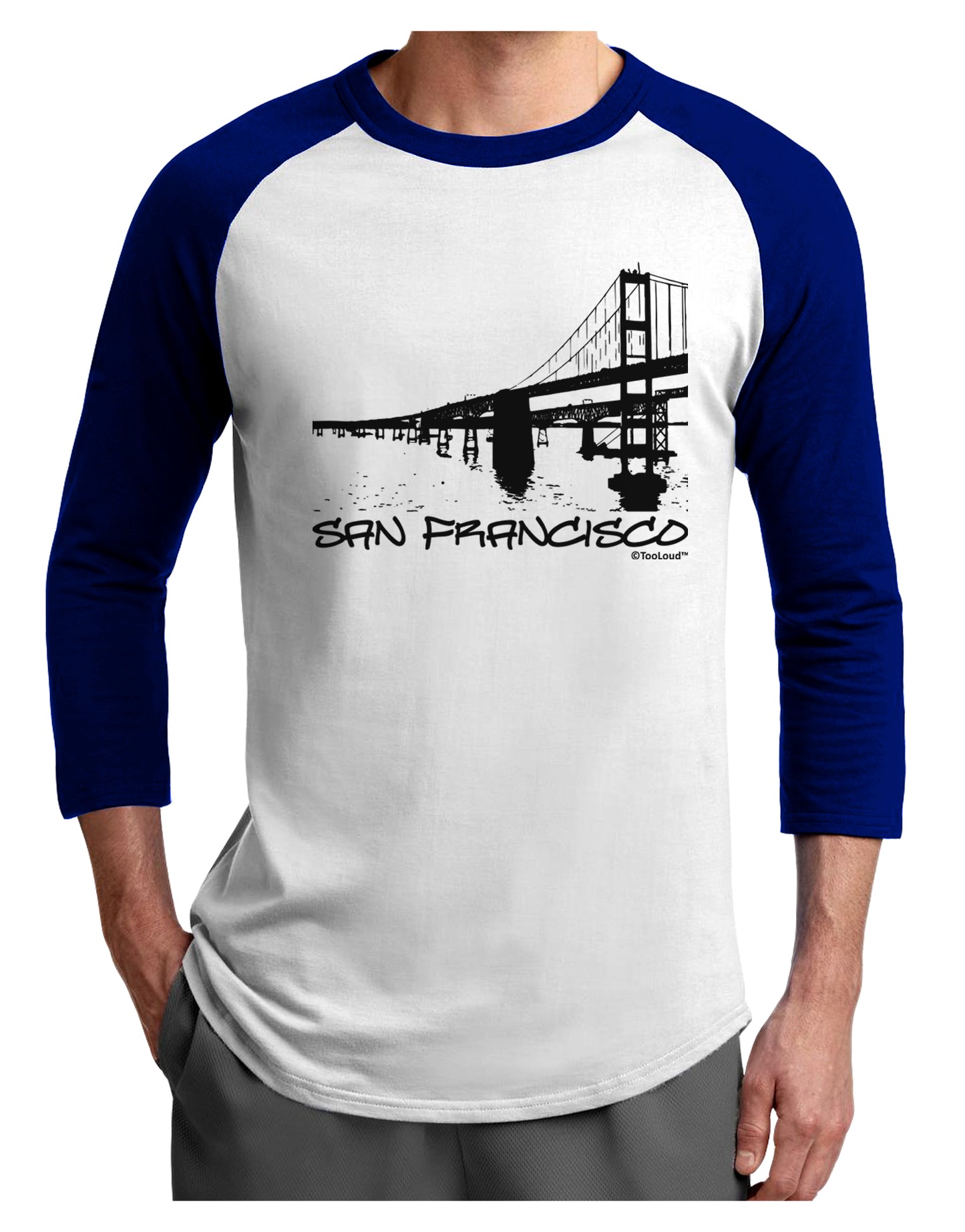Bay Bridge Cutout Design - San Francisco Adult Raglan Shirt by TooLoud-TooLoud-White-Royal-X-Small-Davson Sales