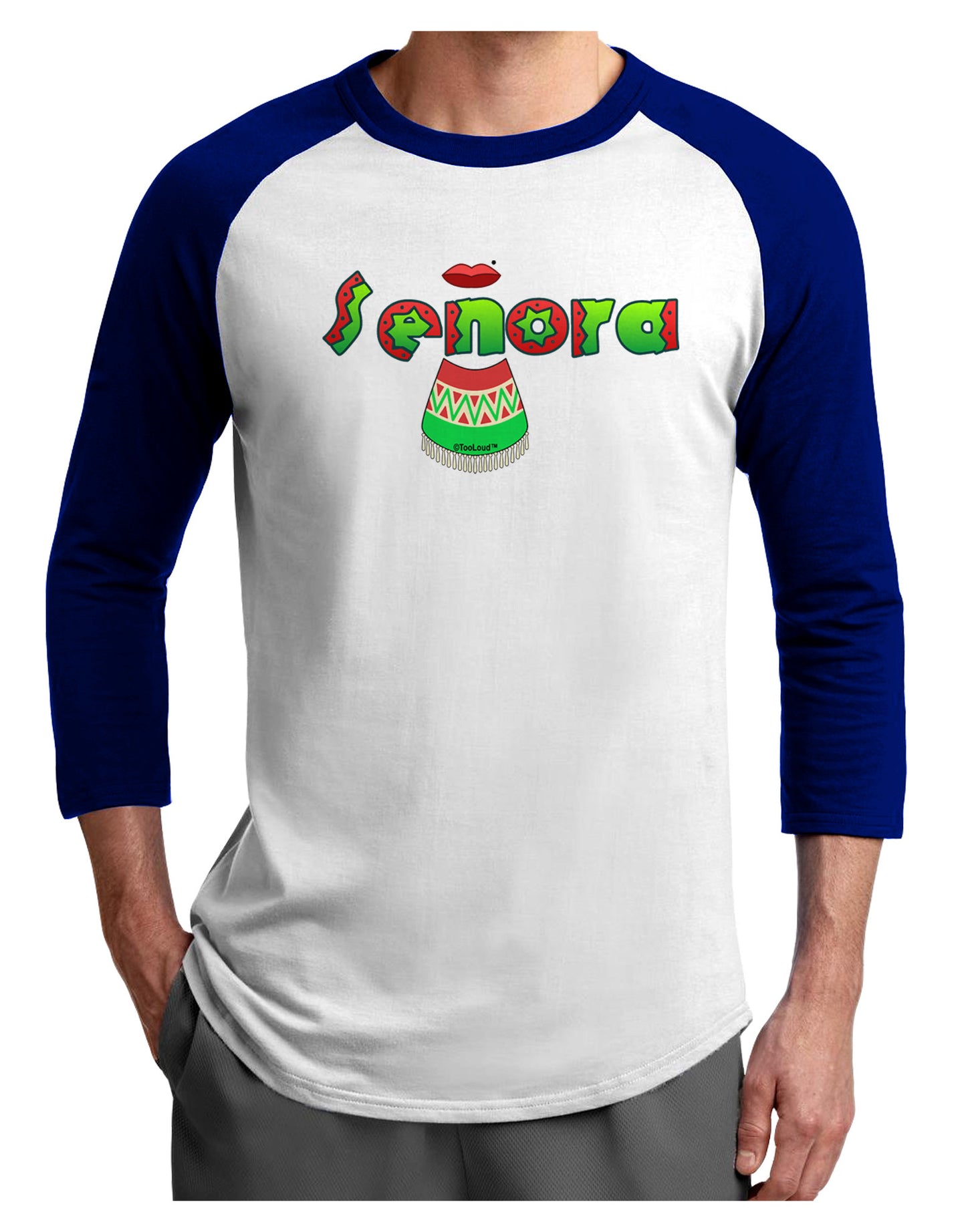 Senora Poncho Adult Raglan Shirt-Raglan Shirt-TooLoud-White-Royal-X-Small-Davson Sales