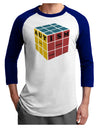 Autism Awareness - Cube Color Adult Raglan Shirt-TooLoud-White-Royal-X-Small-Davson Sales