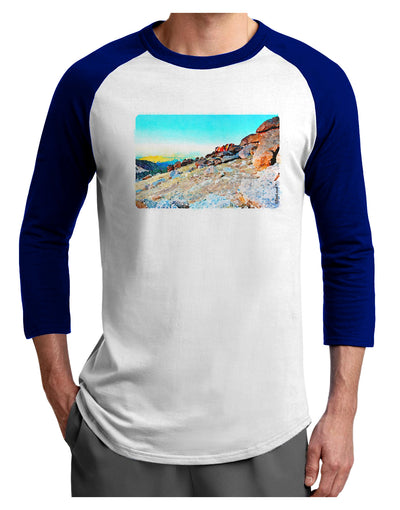 CO Rockies View Watercolor Adult Raglan Shirt-Raglan Shirt-TooLoud-White-Royal-X-Small-Davson Sales
