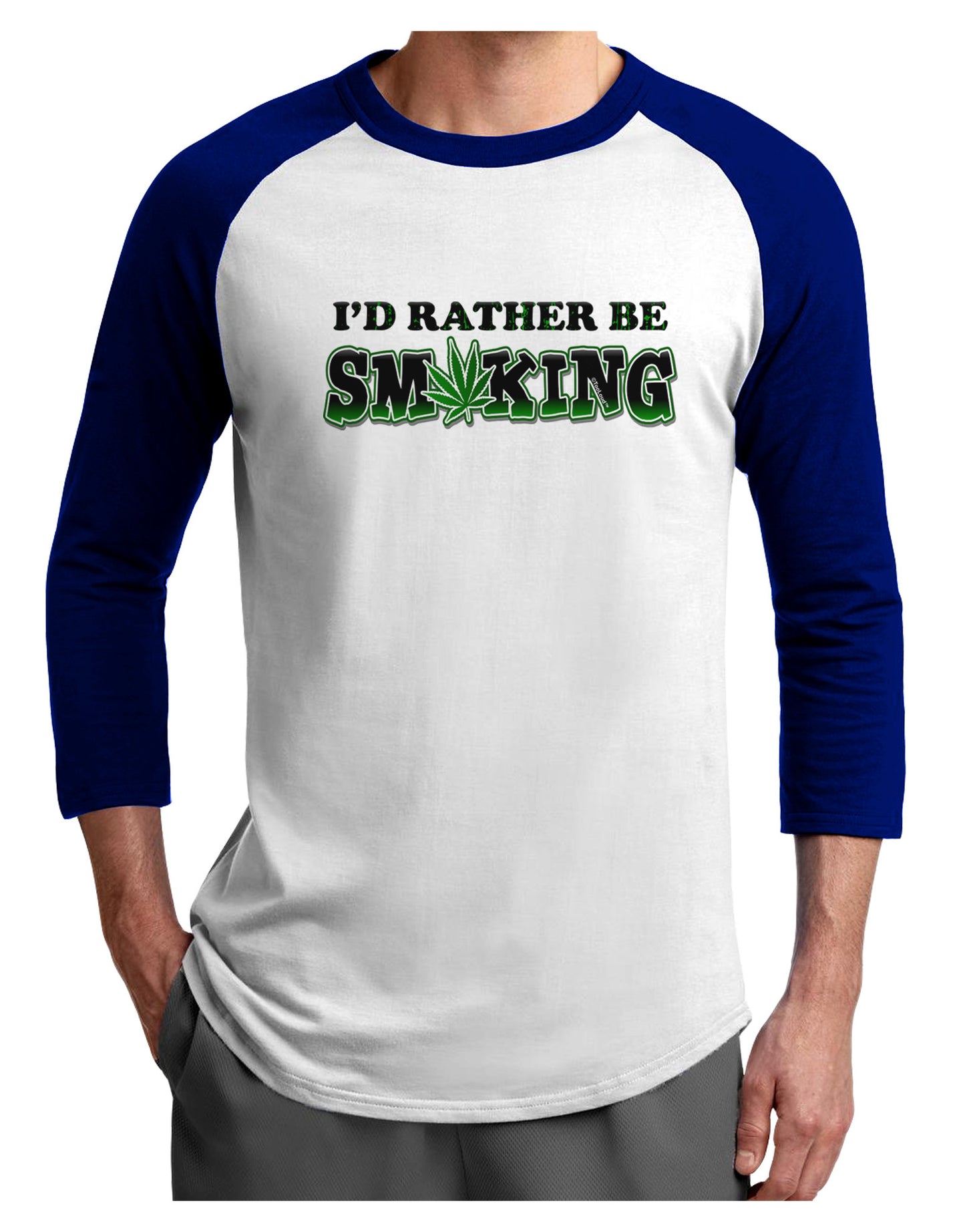 I'd Rather Be Smoking Adult Raglan Shirt-Raglan Shirt-TooLoud-White-Royal-X-Small-Davson Sales