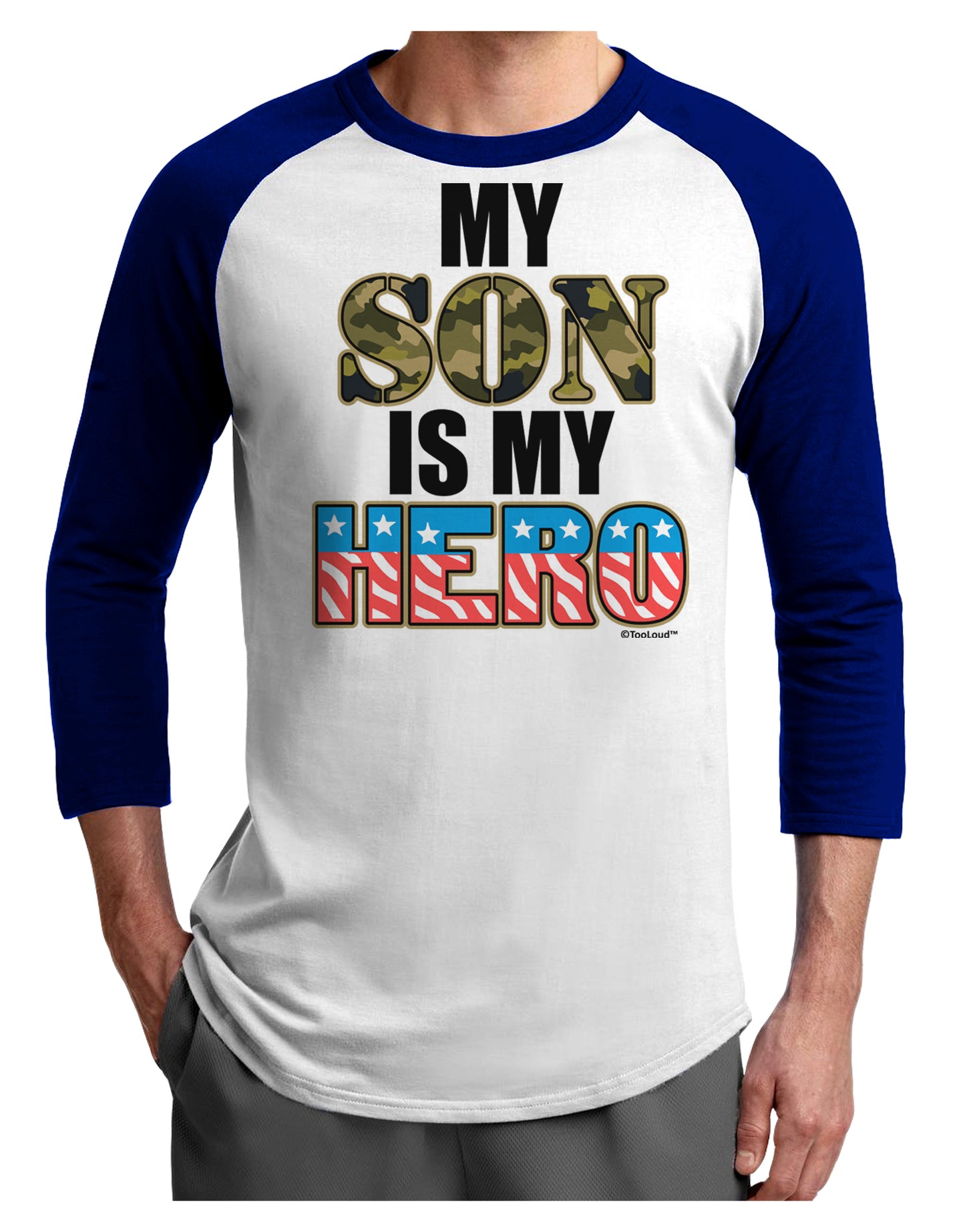 My Son is My Hero - Armed Forces Adult Raglan Shirt by TooLoud-TooLoud-White-Royal-X-Small-Davson Sales