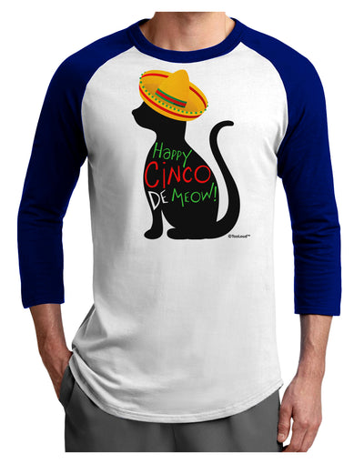 Happy Cinco de Meow - Cinco de Mayo Cat Adult Raglan Shirt by TooLoud-TooLoud-White-Royal-X-Small-Davson Sales