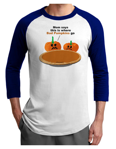 Where Bad Pumpkins Go Adult Raglan Shirt-Raglan Shirt-TooLoud-White-Royal-X-Small-Davson Sales