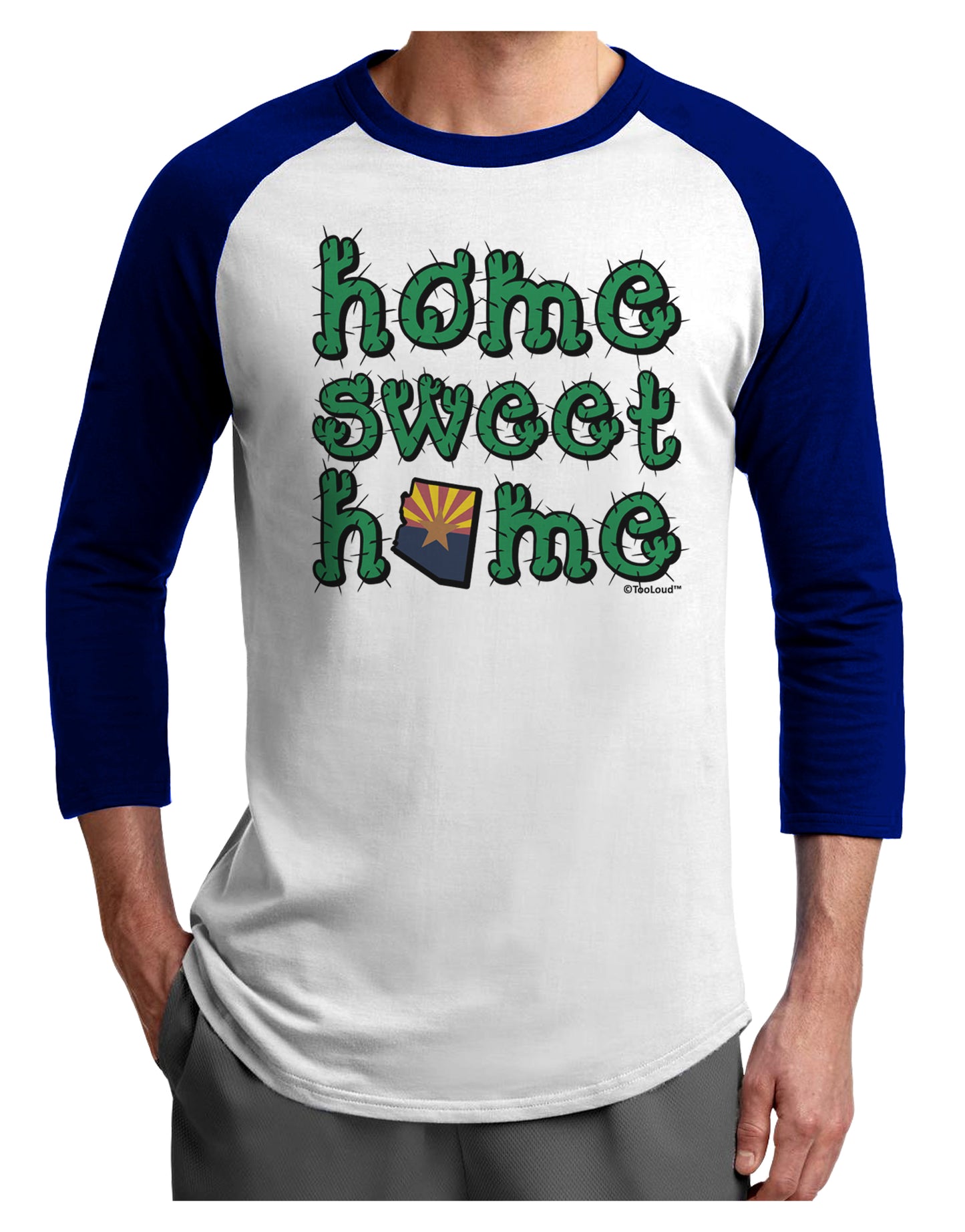 Home Sweet Home - Arizona - Cactus and State Flag Adult Raglan Shirt by TooLoud-TooLoud-White-Royal-X-Small-Davson Sales