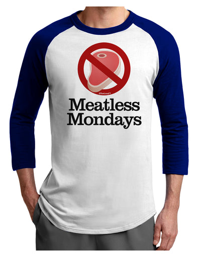 Meatless Mondays Adult Raglan Shirt by TooLoud-TooLoud-White-Royal-X-Small-Davson Sales