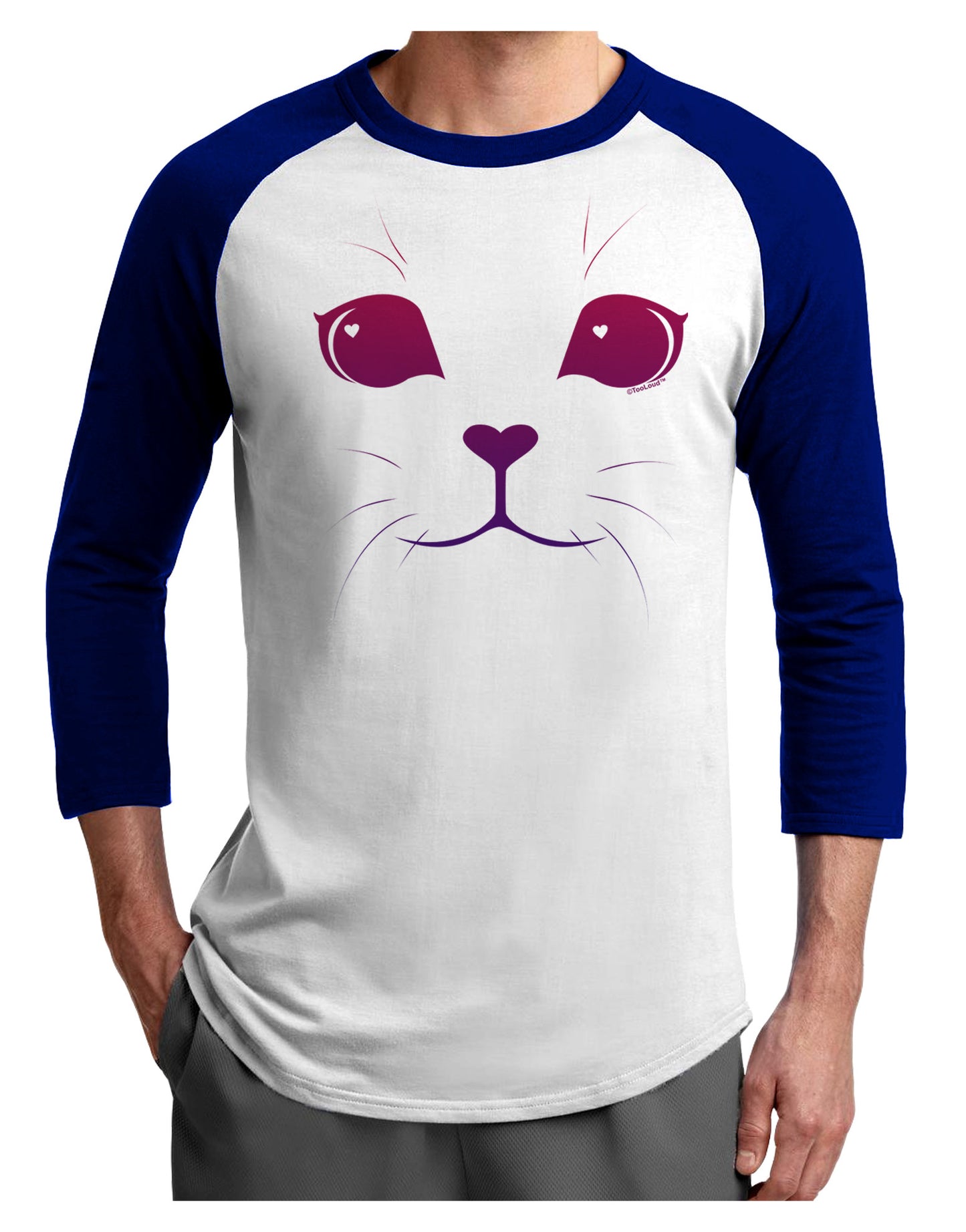 Heart Kitten Adult Raglan Shirt by-Raglan Shirt-TooLoud-White-Royal-X-Small-Davson Sales