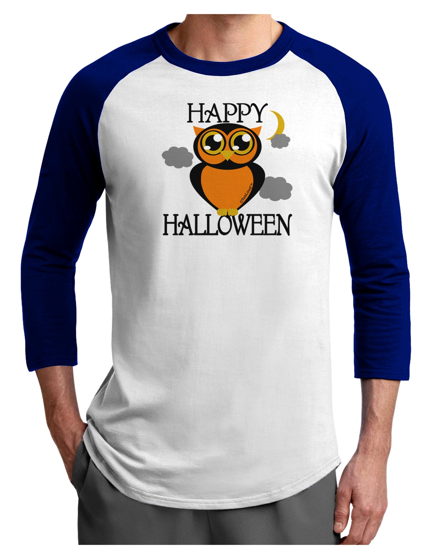 Owl Orange Text Adult Raglan Shirt-Raglan Shirt-TooLoud-White-Royal-X-Small-Davson Sales