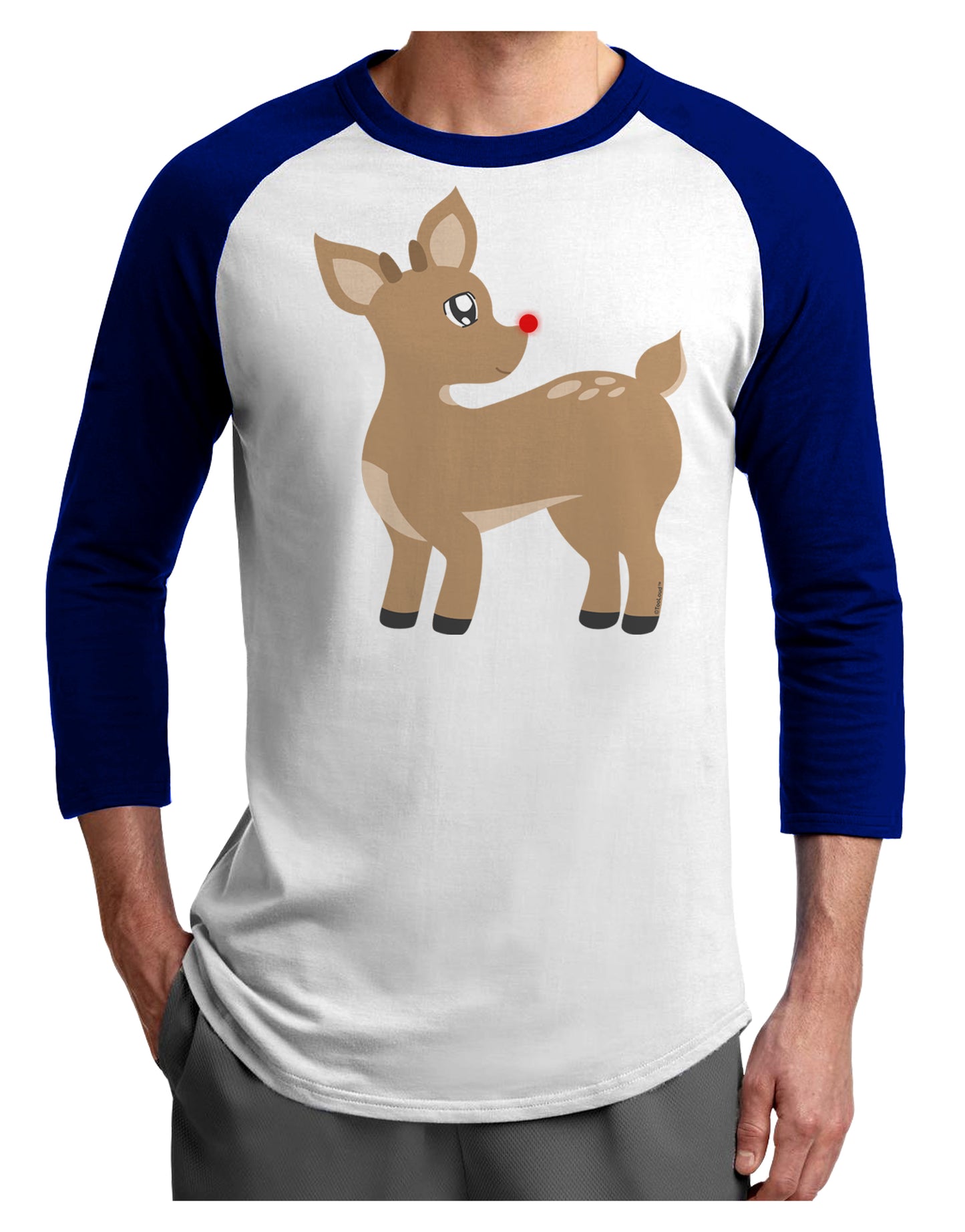 Cute Little Rudolph the Reindeer - Christmas Adult Raglan Shirt by TooLoud-TooLoud-White-Royal-X-Small-Davson Sales