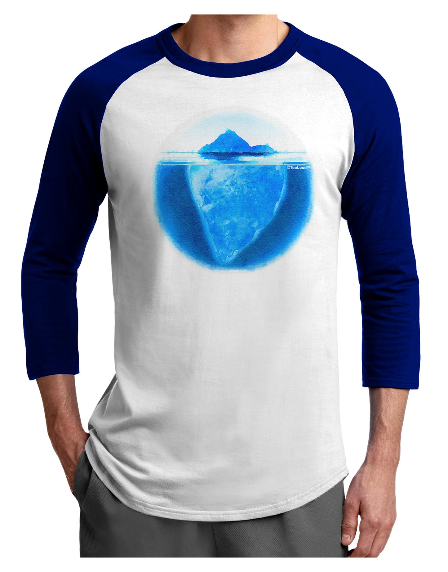 Iceberg Watercolor Adult Raglan Shirt-TooLoud-White-Royal-X-Small-Davson Sales