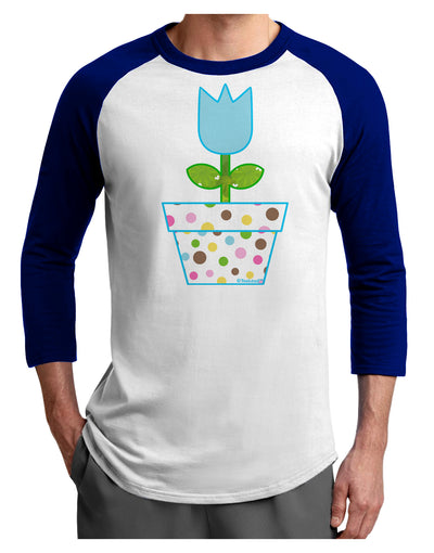 Easter Tulip Design - Blue Adult Raglan Shirt by TooLoud-TooLoud-White-Royal-X-Small-Davson Sales