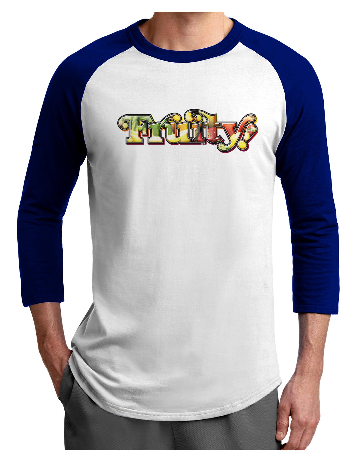 Fruity Text Adult Raglan Shirt-Raglan Shirt-TooLoud-White-Royal-X-Small-Davson Sales