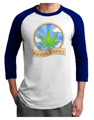 Green Party Symbol Adult Raglan Shirt-TooLoud-White-Royal-X-Small-Davson Sales