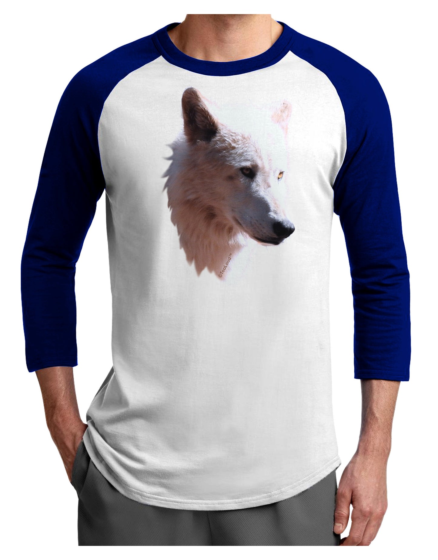 Magnificent White Wolf Head Adult Raglan Shirt-Raglan Shirt-TooLoud-White-Royal-X-Small-Davson Sales
