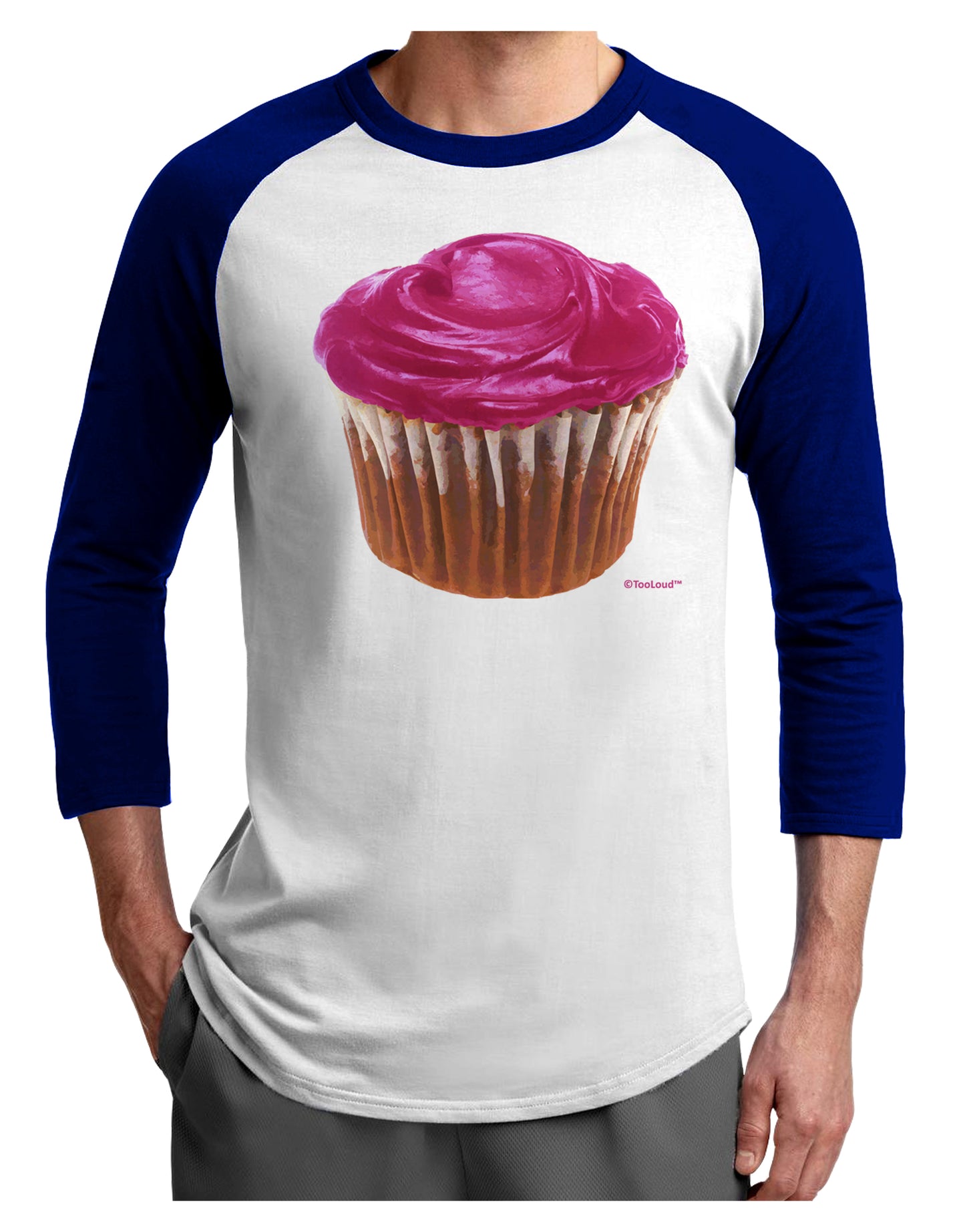 Giant Bright Pink Cupcake Adult Raglan Shirt by TooLoud-Raglan Shirt-TooLoud-White-Royal-X-Small-Davson Sales