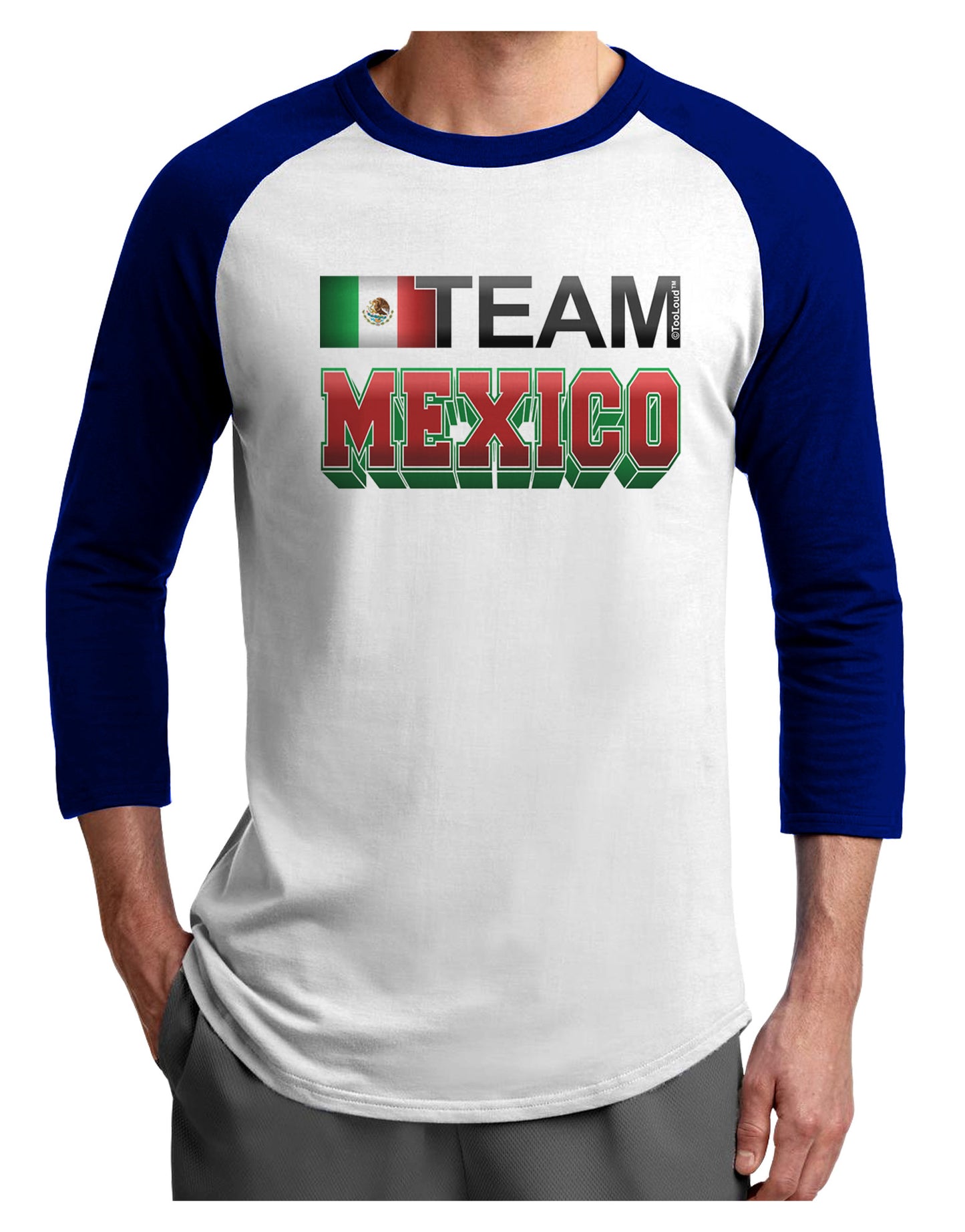 Sporty Team Mexico Adult Raglan Shirt-Raglan Shirt-TooLoud-White-Royal-X-Small-Davson Sales