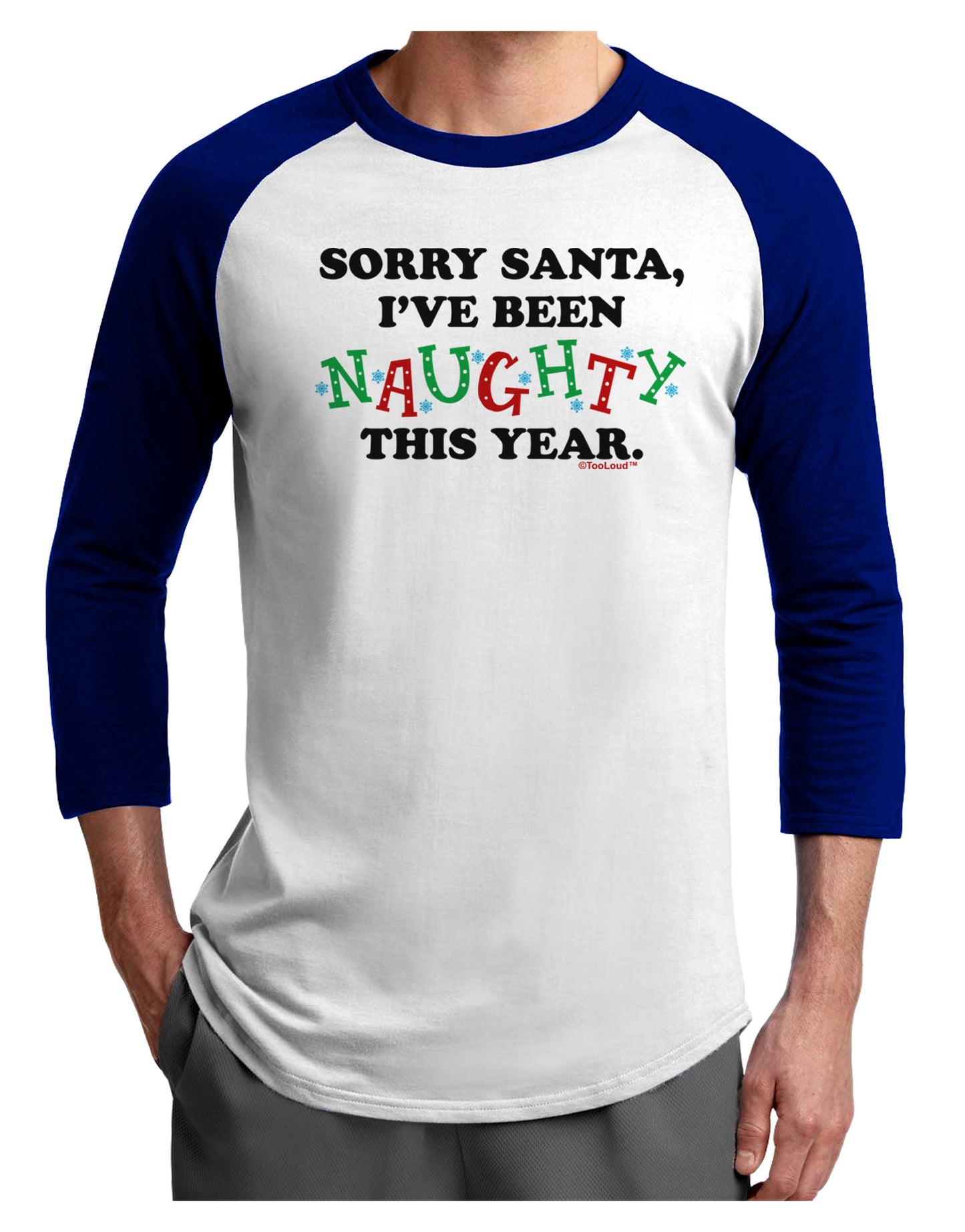 I've Been Naughty This Year Adult Raglan Shirt-Raglan Shirt-TooLoud-White-Royal-X-Small-Davson Sales