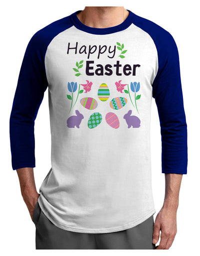 Happy Easter Design Adult Raglan Shirt-Raglan Shirt-TooLoud-White-Royal-X-Small-Davson Sales