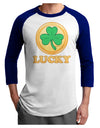 Shamrock Button - Lucky Adult Raglan Shirt by TooLoud-TooLoud-White-Royal-X-Small-Davson Sales