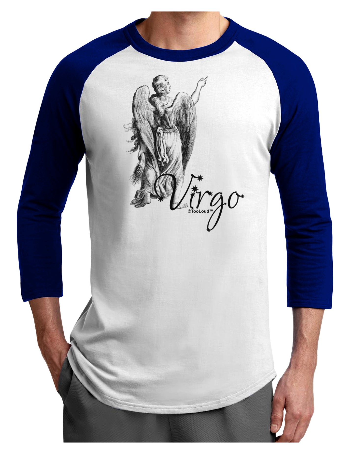 Virgo Illustration Adult Raglan Shirt-TooLoud-White-Royal-X-Small-Davson Sales