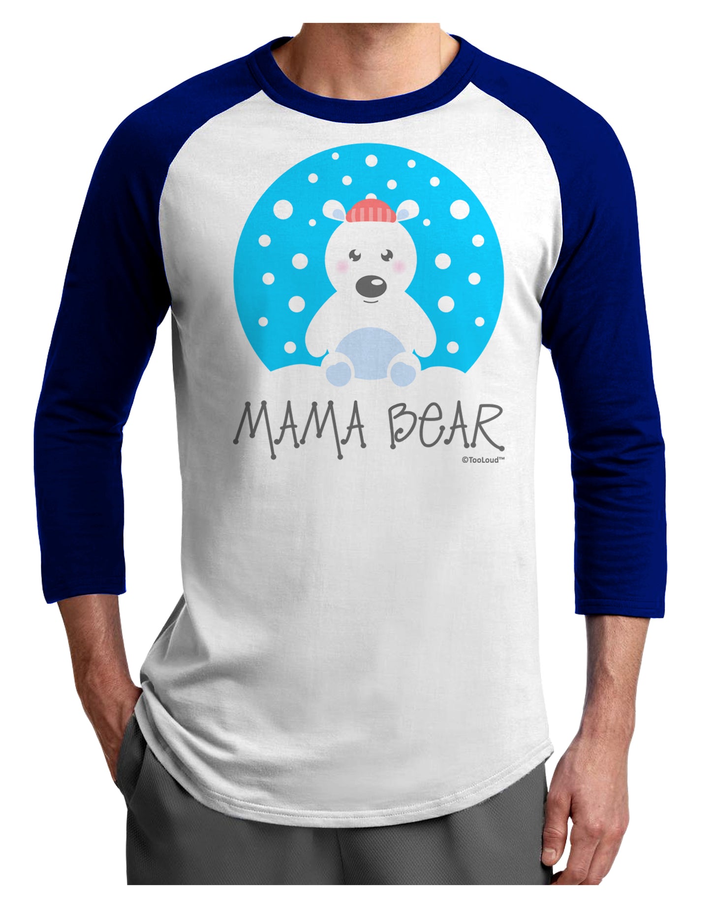 Matching Polar Bear Family - Mama Bear Adult Raglan Shirt by TooLoud-TooLoud-White-Royal-X-Small-Davson Sales