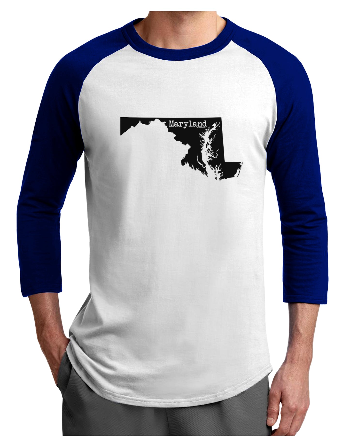 Maryland - United States Shape Adult Raglan Shirt by TooLoud-TooLoud-White-Royal-X-Small-Davson Sales