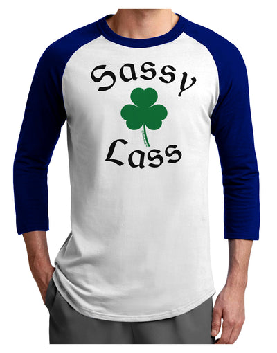 Sassy Lass St Patricks Day Adult Raglan Shirt-Raglan Shirt-TooLoud-White-Royal-X-Small-Davson Sales