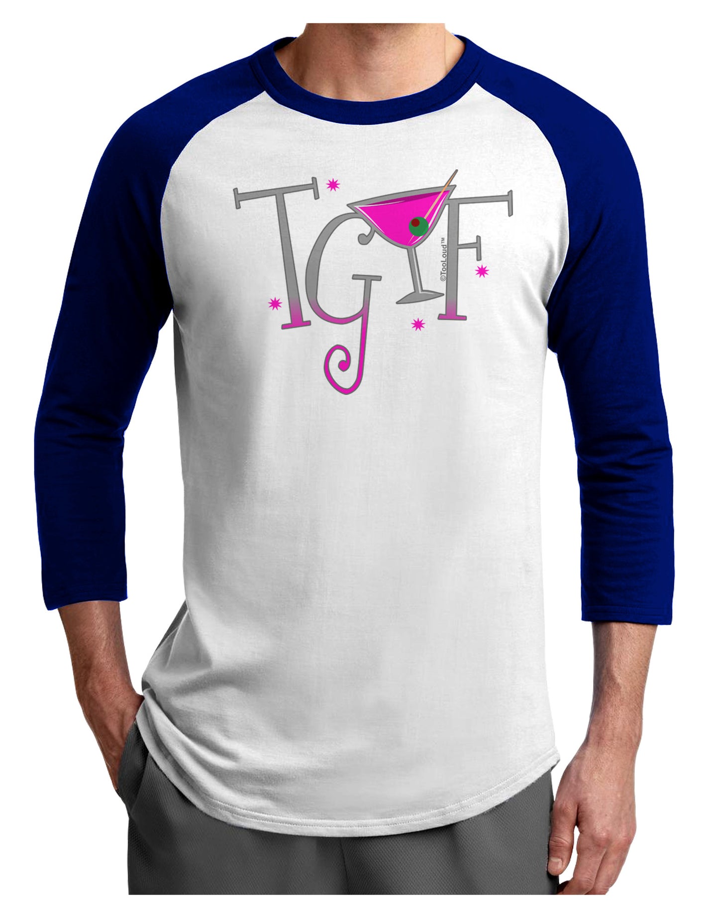 TGIF Martini Adult Raglan Shirt-Raglan Shirt-TooLoud-White-Royal-X-Small-Davson Sales
