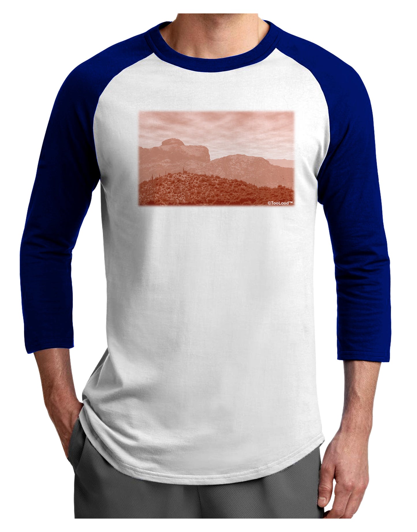 Red Planet Landscape Adult Raglan Shirt-TooLoud-White-Royal-X-Small-Davson Sales