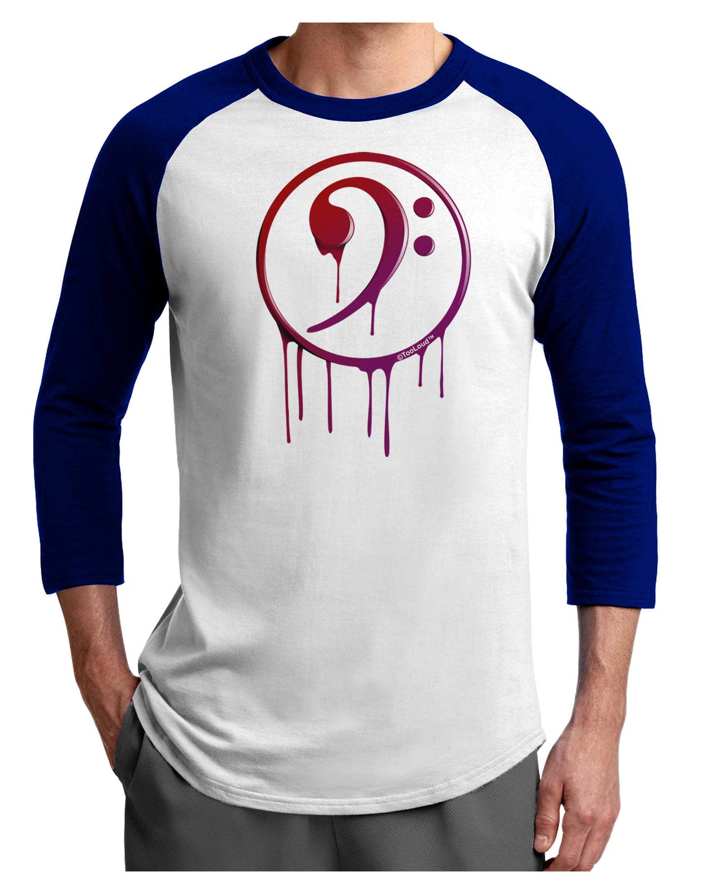 Dripping Bass Symbol Adult Raglan Shirt-Raglan Shirt-TooLoud-White-Royal-X-Small-Davson Sales