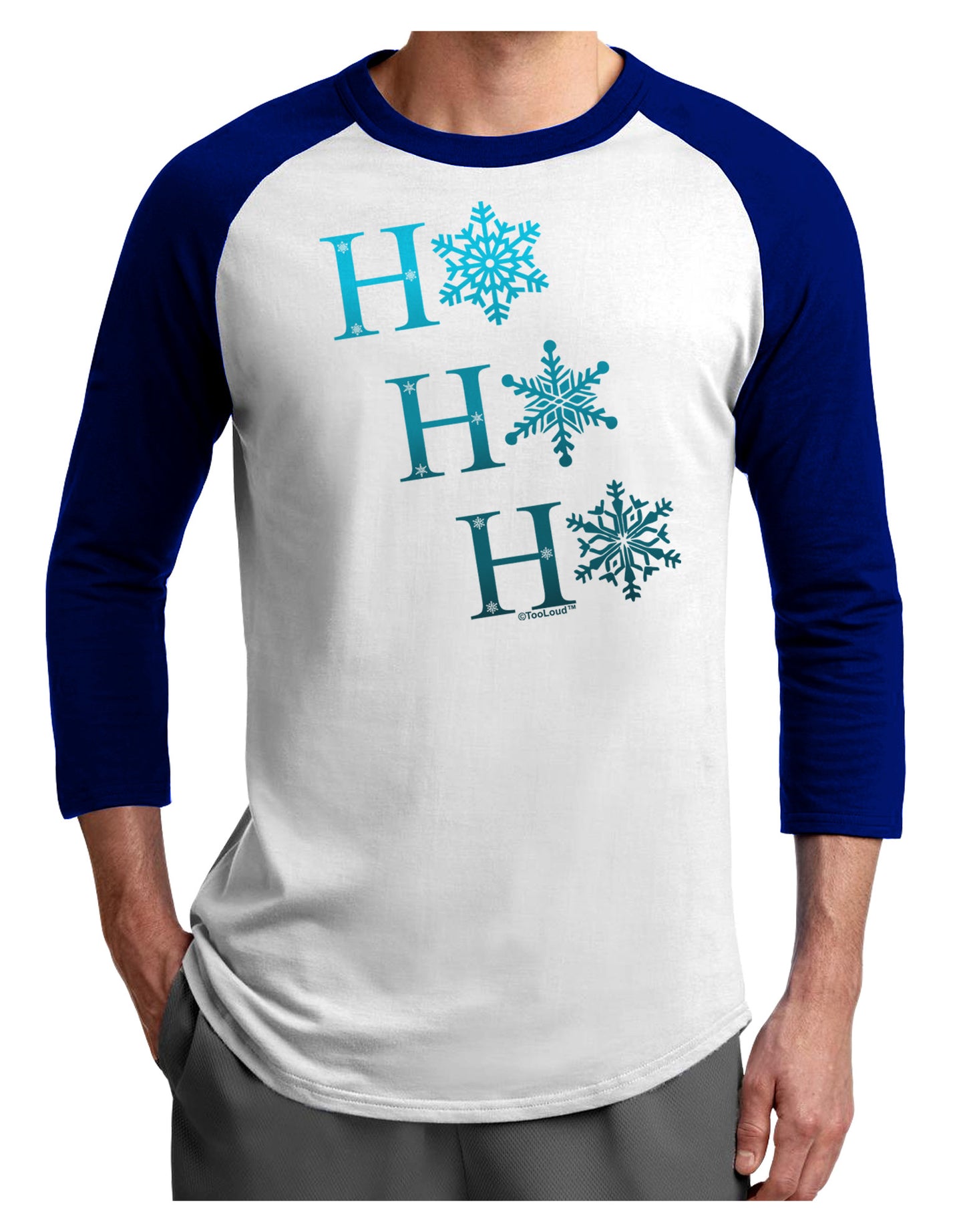 Ho Ho Ho Snowflakes Adult Raglan Shirt-Raglan Shirt-TooLoud-White-Royal-X-Small-Davson Sales