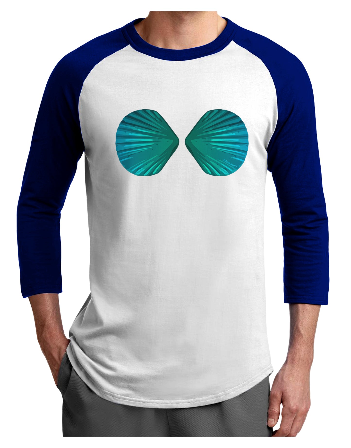 Mermaid Shell Bra Blue Adult Raglan Shirt by TooLoud-TooLoud-White-Royal-X-Small-Davson Sales