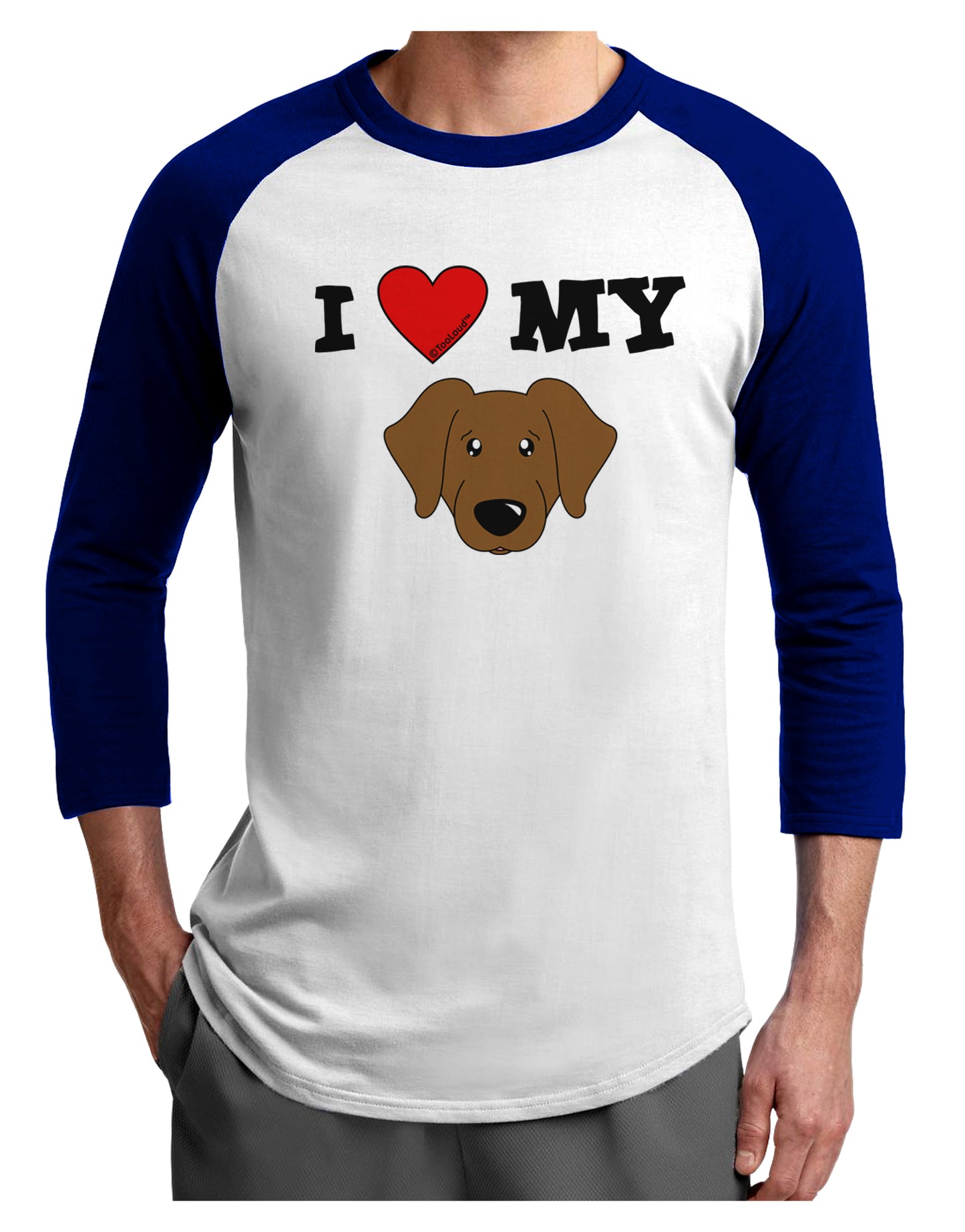 I Heart My - Cute Chocolate Labrador Retriever Dog Adult Raglan Shirt by TooLoud-TooLoud-White-Royal-X-Small-Davson Sales